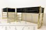 Vintage black glass and brass console desk, 1970s