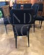 Set of six Vittorio Dassi style chairs in black velvet