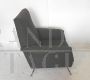60s Italian mid-century armchair in dark gray fabric, restored