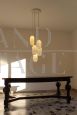 Vintage chandelier in white opaline glass, Italy 1980s