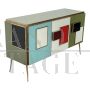 Vintage style multicolored glass sideboard