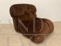 Modern design armchair from the 70s in brown velvet