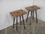 Pair of vintage fixed stools in iron and wood, 1950s