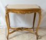 Antique Napoleon III side table in carved and gilded wood with marble top