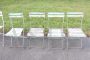 Set of 8 folding chairs in iron and white wood, 1960s