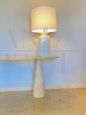 Table lamp in white glazed ceramic with lampshade, Italy 1970s