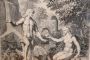 Adam and Eve - antique engraving by Gerard Hoet, 17th century