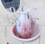 Vintage wash stand set with basin, jug and mirror