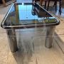 Sesann coffee table by Gianfranco Frattini in chromed metal and smoked glass