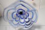 Mazzega Murano glass blue and white bell chandelier, 1970s