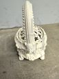 Antique worked and white enamelled ceramic warmer basket