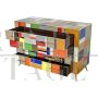 Vintage chest of drawers covered in multicolored Murano glass, 1980s