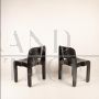 Pair of black Universal 4869 chairs by Joe Colombo for Kartell