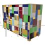 Four-drawer dresser in multicolored Murano glass
