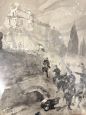 Watercolor with siege of Villa Vascello in Rome, Tito Ettore, 19th century