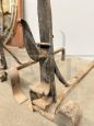 Pair of antique Tuscan andirons in wrought iron, 18th century