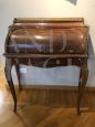 Antique cylinder desk inlaid in various woods, France 1870