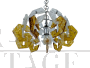 Chandelier with stems in transparent and amber Murano glass, 1970s
