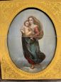 Antique painting with Madonna of San Sisto, oil on copper from the 19th century
