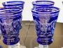 Set of 12 glasses and goblets in finely decorated blue Murano glass, Italy 1970s
