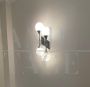 Vintage wall light in chromed metal and blown glass, Italy 1970s