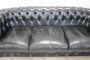 Black leather Chesterfield sofa and armchair, 1980s