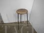 Low industrial stool in walnut