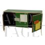 Three-door sideboard covered in multicolored glass