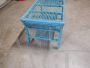 Vintage light blue lacquered bamboo coffee table, 1970s