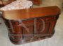 Antique sideboard in walnut with rounded corners, second half of the 19th century