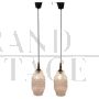 Pair of Murano glass pendant lamps with relief decorations, 1960s    