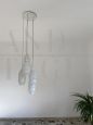 Vintage chandelier in white opaline glass, Italy 1980s