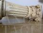 Pair of Travertine marble columns with Corinthian style capitals, Italy 1940s