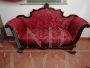 Antique Louis Philippe 2 seater sofa in red fabric         
                            