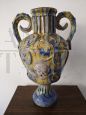 Antique ceramic amphora vase from Caltagirone, mid-19th century