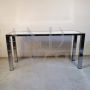 Vintage steel and marble console table, 1970s