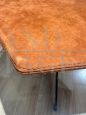 Vintage hexagonal coffee table with cognac alcantara top