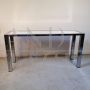 Vintage steel and marble console table, 1970s