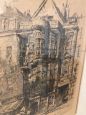 Antique English engraving from 1882 signed George Ernest depicting a postal station