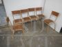 Set of 6 stackable brown Mullca chairs with dark wood seat, 1960s