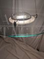 70s pendant light with cut glass plate