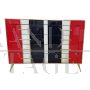 Dresser with 4 drawers in red, white and black colored glass   