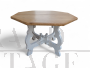 Octagonal chestnut wood table with shaped base, 1970s