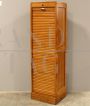 Small office bookcase filing cabinet with single rolling shutter in oak