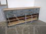 Vintage industrial wooden counter with 8 drawers                         
                            