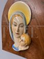 Art Deco Madonna majolica sculpture head bed from the 1940s