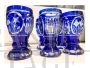 Set of 12 glasses and goblets in finely decorated blue Murano glass, Italy 1970s