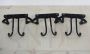 Set of 3 vintage iron and brass coat hooks, 1970s