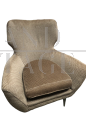 Art Deco armchair in beige velvet