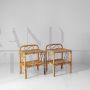 Pair of bamboo and rattan bedside tables from the 1960s, made in Italy   